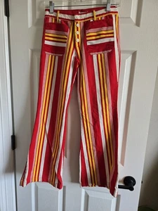 Vintage 70s Flared Bell Bottom Striped Pants - Picture 1 of 4