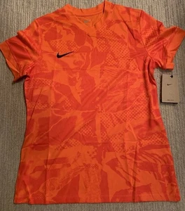 Nike WOMEN’S Dri-Fit V-Neck Top Shirt Size MEDIUM New FZ9334-819 ORANGE - Picture 1 of 2