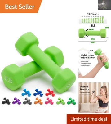 Conjunto de halteres de neoprene em forma hexagonal 2 peças, 1-15 lb, opções de aderência confortável - Imagem 1 de 4