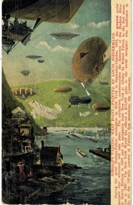 West Point Air Ships Passing West Point Blimps Biplanes Fantasy 1910 NY  - Picture 1 of 2