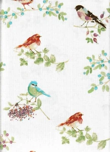 Bird Print Tablecloth Polyester Fabric Laura Ashley 60 x 84 Rectangle/Oblong - Picture 1 of 7