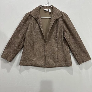 Chico's Business Blazer Jacke Damen Gr. 2 L braun vorne offen strukturiert - Bild 1 von 7
