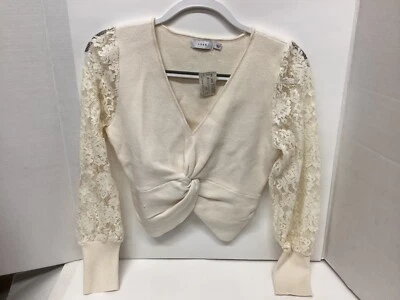 Camisa para mujer de encaje exuberante manga larga crema nueva con etiquetas talla pequeña Foto 1 de 4