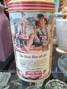 ANTIQUE Reproduction BABY RUTH CANISTER TIN 1986 NABISCO Made in Hong Kong - Picture 1 of 5