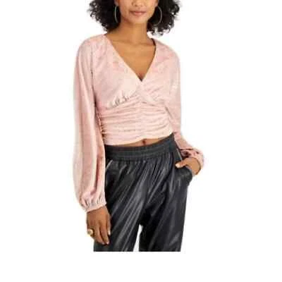 Self Esteem Juniors' Velvet Ruched Top. Blush, Size Medium - Image 1 of 2
