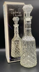 Vintage Libbey Cambridge Diamond Cut Clear Glass Decanter & Stopper Original Box - Picture 1 of 5