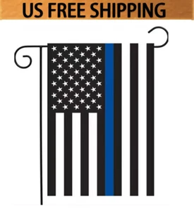 Thin Blue Line USA Garden Flag Decorative Flags 18x12.5' Police Lives Matter - Picture 1 of 5