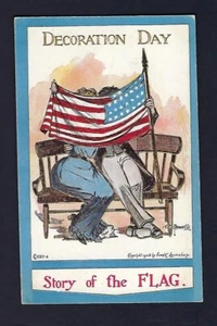 Postal patriótica Bunnell firmada a principios de 1900, día de la decoración, bandera de Estados Unidos - Imagen 1 de 2