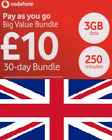 NEW, Vodafone United Kingdom, PREPAID SIM card, For UK. No registration required