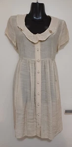 SIZE 12 WOMENS BEIGE EXTENDED SLEEVELESS SUNNY GIRL SUMMER TIE BACK DRESS - Picture 1 of 2