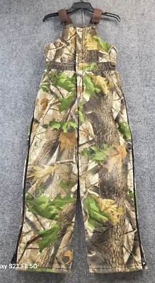 Walls Camo Bib Overalls Youth 18/29x26 Realtree Full Zip Leg Light Insulation - Image 1 of 4