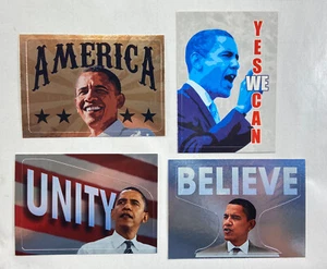 Lote de 4 pegatinas ""Yes We Can"" y ""Believe"" Topps President Barack Obama 2008 - Imagen 1 de 9