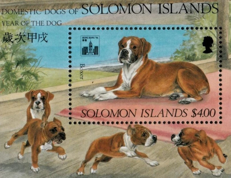 Islas Salomón 1994 - Perros domésticos - Hoja de estampillas de recuerdo - Scott #771 - MNH Foto 1 de 1