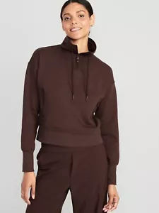 OLD NAVY by Gap ~ NWT! Plus 3X ~ Chocolate Dynamic Fleece 1/2 Zip Sweatshirt b16 - Picture 1 of 3