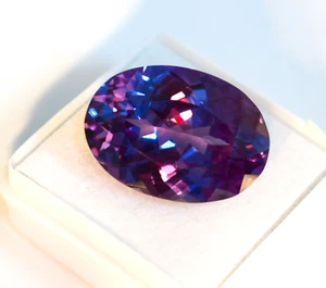 24 Ct Oval Cut Ring Size New Color Changing Alexandrite Certified Loose Gemstone - Picture 1 of 7