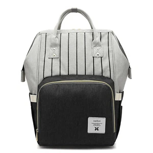 Mommy Mom Baby Diaper Bag Backpack Large Nappy Changing Bag Black Gray - Picture 1 of 12