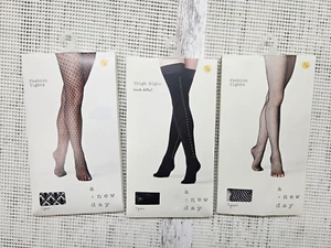 3 Pack A New Day Womens Thigh Highs back details & Fashion Tights Size S/M Black - Picture 1 of 5