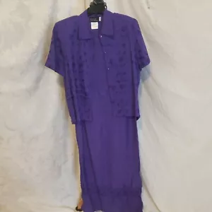 M.H.M. melissaharper size 8 purple embroidered short sleeve dress suit - Picture 1 of 5