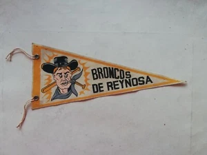Vintage mexikanischer BRONCOS DE REYNOSA LMB Baseball Wimpel Flagge aus 60er RAR - Bild 1 von 4