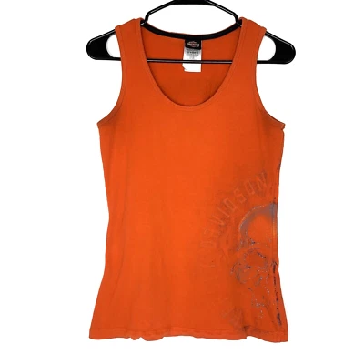 Camiseta regata feminina Harley Davidson pequena laranja Corpus Christi Texas - Imagem 1 de 4