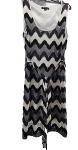 Sharagano Lined Dress Gray Black White Size 10 Women's - Picture 1 of 6