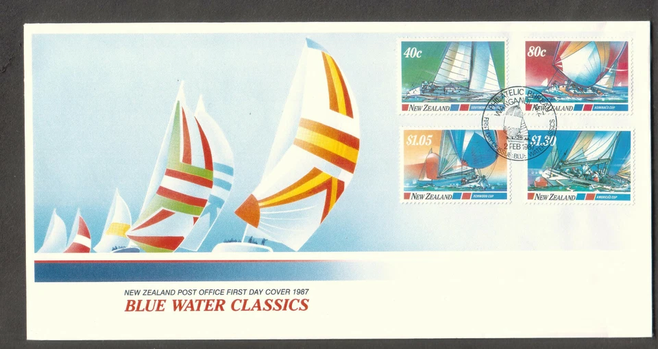 New Zealand 1987 cachet FDC first day cover blue water classics stamps - Image 1 of 1