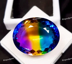 Piedra de vidrio doblete 84 quilates turmalina multicolor piedra de corte ovalado piedra preciosa suelta - Imagen 1 de 6