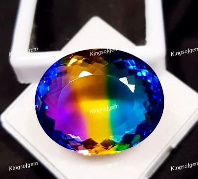 84 Ct Doublet Glass Stone Multi Color Tourmaline Oval Cut Stone Loose Gemstone - Image 1 of 4