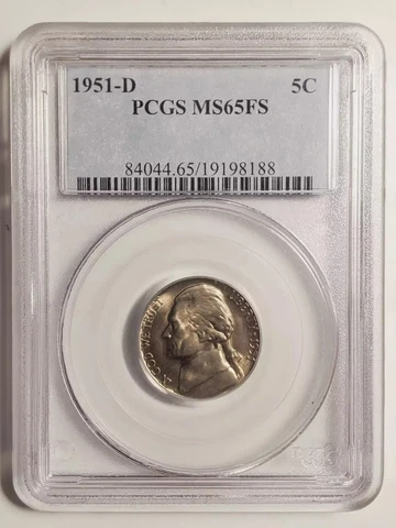 1951 D Nickel Jefferson PCGS MS-65 FS Cover