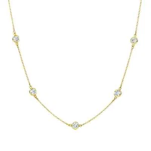 Certified Natural Diamond By The Yard Bezel Station Necklace 14k Yellow Gold - Picture 1 of 8