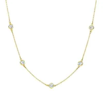 Certified Natural Diamond By The Yard Bezel Station Necklace 14k Yellow Gold - Image 1 of 4