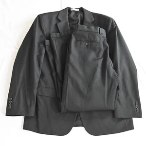 Geoffrey Beene 40S 32x30 Black Stripe 100% Wool Mens Coat Jacket Pants Suit - Picture 1 of 12