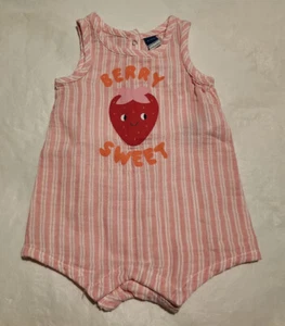 NWT Old Navy Strawberry Berry Sweet Sleeveless Short Romper Baby Girl - Picture 1 of 1