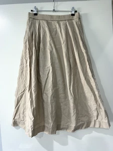 Uniqlo Marimekko Linen Blend A-Line Midi Skirt Beige Size Small - Picture 1 of 10