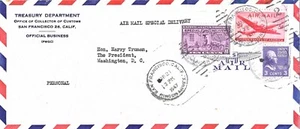 1947 Spec. Deliv. O.B. Airmail Cover San Francisco CA to Washington DC (Truman) - Picture 1 of 2