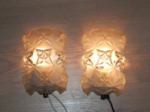 2 x Wandlampe Wandleuchte Eisglas Pressglas Kinkeldey (?) 60er 70er Jahre - Bild 1 von 11