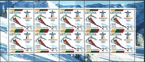Lithuania Scott #909 MNH (2010) Sheet 10 Vancouver Olympics Downhill Skiing - Picture 1 of 1