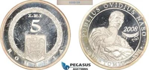 A6/419, Romania, 5 Lei 2008, Publius Ovidius Naso, Silver, KM# 242, Mintage 500 - Picture 1 of 1