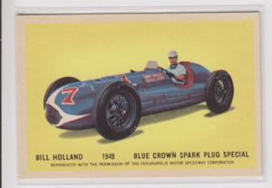 1960 Parkhurst Hawes Wax Indianapolis 500 Winners BILL HOLLAND Indy 1949 Card 33