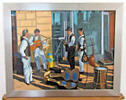 Original Robert Samick "Streetside Musicians Nyc" Oil Painting Framed And Signed