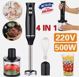 4 in 1 Electric Hand Blender Set Food Processor Mixer Whisk & Chopper Bowl 500W - Picture 1 of 11