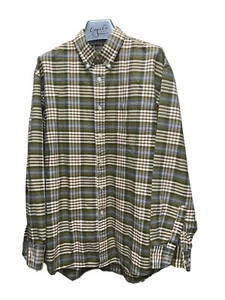 Camicia uomo Nordstrom 'Pure Stuff' verde a quadri in cotone con bottoni taglia L - Foto 1 di 9