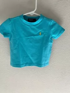 RALPH LAUREN-SIZE 9 MONTHS AQUA COLOR WITH LOGO T-SHIRT FOR BABY BOY - Picture 1 of 1