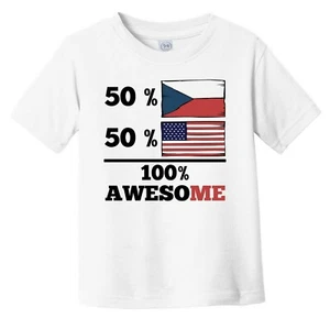 50% Czech 50% American 100% Awesome Czech Republic Flag Infant Toddler T-Shirt - Picture 1 of 1