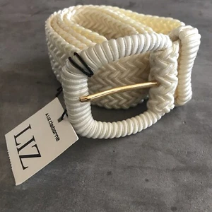 Vintage Liz Claiborne Belt Women Medium Braided Woven Cream Boho Cowgirl Coastal - Picture 1 of 12