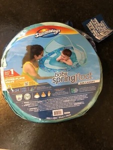 New SwimWays Baby Spring Float Pool Sun Canopy BLUE Swim Step 1 for 9-24 Months - Picture 1 of 6