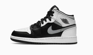 Nike Air Jordan 1 Mid White Shadow Black/Grey White GS Grade School Brand New - Picture 1 of 5