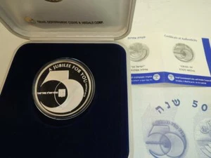 1997-1998 Israel Jubilee 50th Anniversary State Medal 50mm 60g Pure Silver - Picture 1 of 6