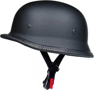 German Style Matte Black Flip up Retro Helmet Open Face Motorcycle Helmet DOT - Picture 1 of 4