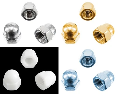 Hutmuttern DIN 1587 hohe Form Messing MS Edelstahl A2 V2A Polyamid PA Mutter HF - Bild 1 von 4